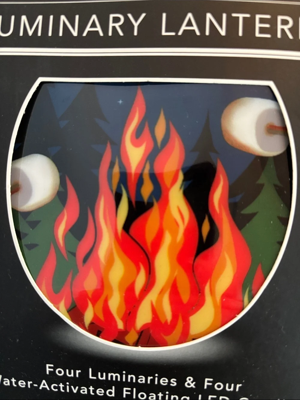 Luminary Lanterns - Black with Multicolor Campfire Design summer fun nwt